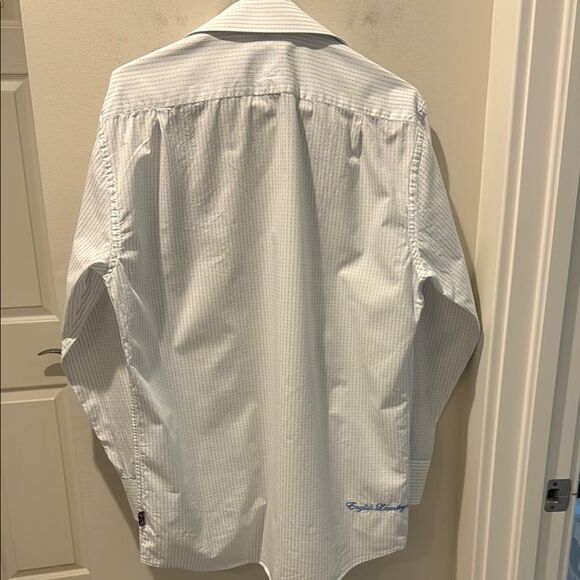 English Laundry Men's Blue and White Dress Shirt size 15 1/2 32/33 - Picture 4 of 11